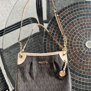 Michael Kors Signature Brown and Cream Shoulder Bag